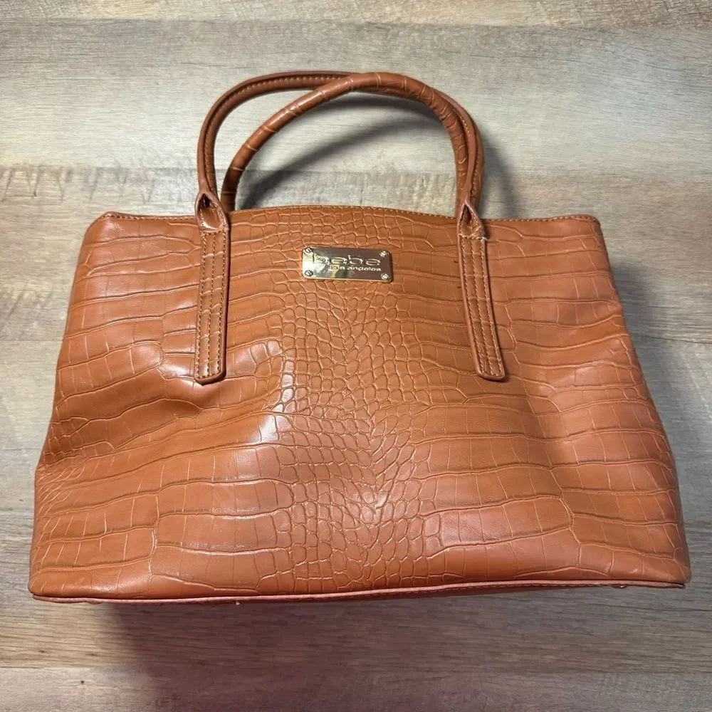 Bebe Brown Croc-Embossed Women's Bag